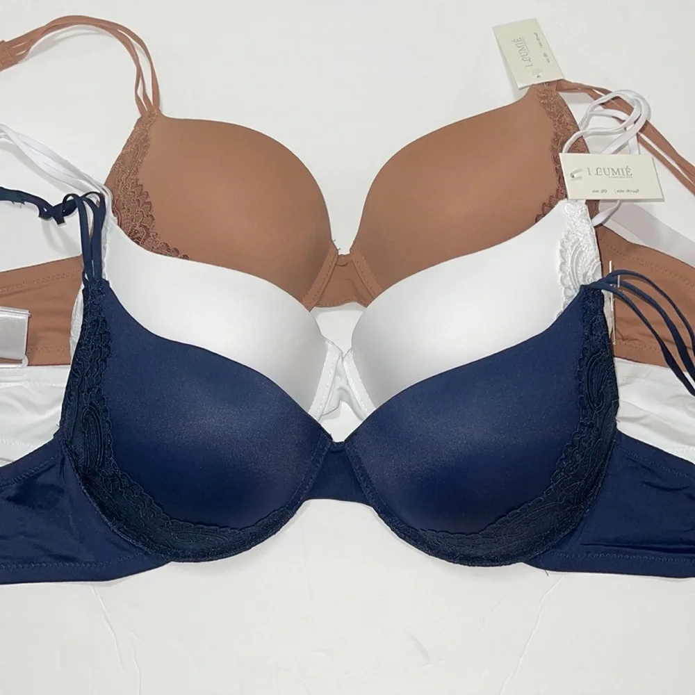 Bundle 3 Pieces  Comfort Fit Push Up Padded T- Shirt 3 Hooks Bra Cup D & DD.